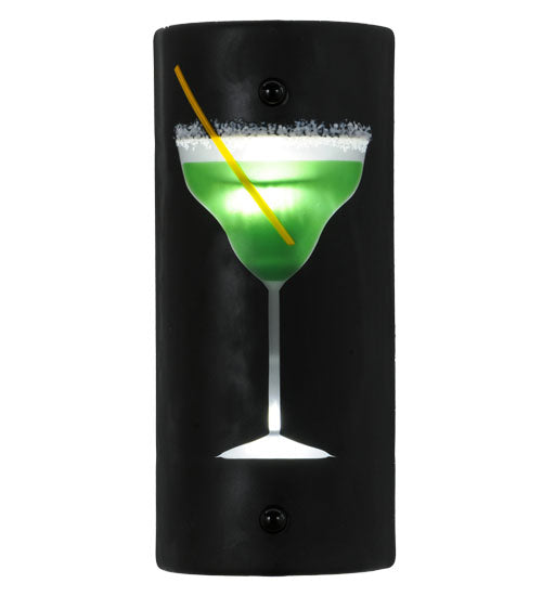 Meyda Lighting Metro Fusion 5" 2-Light LED Nickel Key West Wall Sconce With Green and Clear Margarita Shade Glass