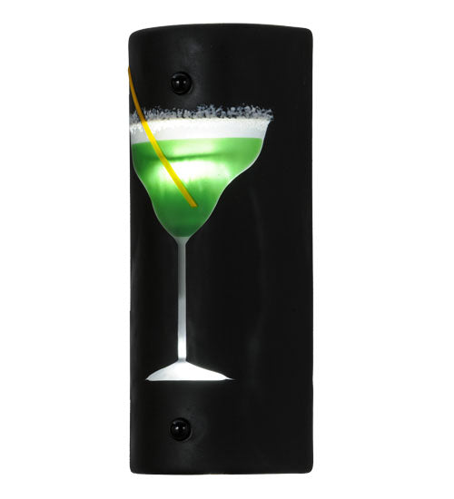 Meyda Lighting Metro Fusion 5" 2-Light LED Nickel Key West Wall Sconce With Green and Clear Margarita Shade Glass