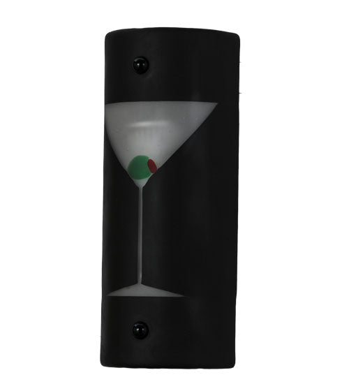 Meyda Lighting Metro Fusion 5" 2-Light Nickel Shaken Not Stirred Wall Sconce With Black and Clear Martini Shade Glass