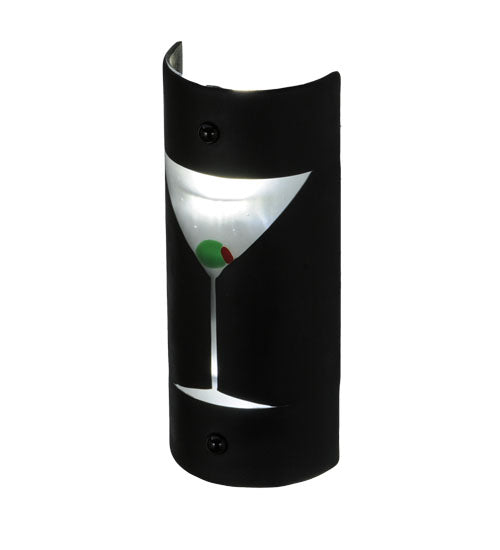 Meyda Lighting Metro Fusion 5" 2-Light Nickel Shaken Not Stirred Wall Sconce With Black and Clear Martini Shade Glass