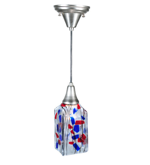 Meyda Lighting Metro Fusion 5" Antique Nickel Americana Mini Pendant Light With Multi-Colored Shade Glass