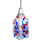 Meyda Lighting Metro Fusion 5" Antique Nickel Americana Mini Pendant Light With Multi-Colored Shade Glass