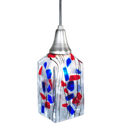 Meyda Lighting Metro Fusion 5" Antique Nickel Americana Mini Pendant Light With Multi-Colored Shade Glass