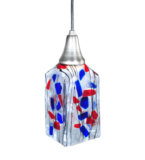 Meyda Lighting Metro Fusion 5" Antique Nickel Americana Mini Pendant Light With Multi-Colored Shade Glass
