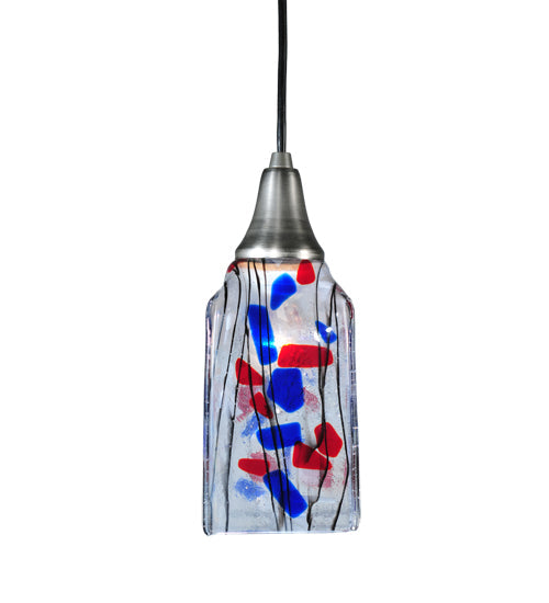 Meyda Lighting Metro Fusion 5" Antique Nickel Americana Mini Pendant Light With Multi-Colored Shade Glass