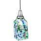 Meyda Lighting Metro Fusion 5" Antique Nickel Fiddleheads Mini Pendant Light With Multi-Colored Shade Glass