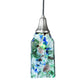 Meyda Lighting Metro Fusion 5" Antique Nickel Fiddleheads Mini Pendant Light With Multi-Colored Shade Glass