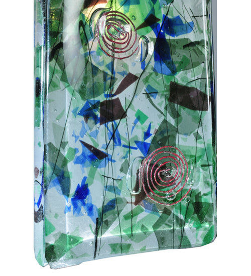 Meyda Lighting Metro Fusion 5" Antique Nickel Fiddleheads Mini Pendant Light With Multi-Colored Shade Glass