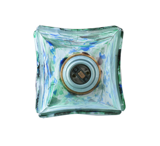 Meyda Lighting Metro Fusion 5" Antique Nickel Fiddleheads Mini Pendant Light With Multi-Colored Shade Glass