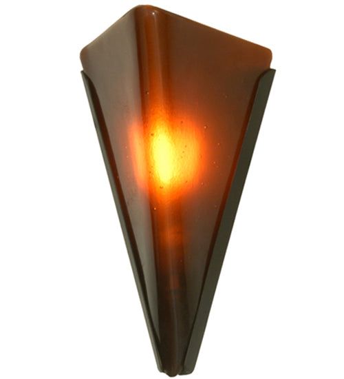 Meyda Lighting Metro Fusion 5" Black Biscotto Piccolo Wall Sconce With Amber Shade Glass