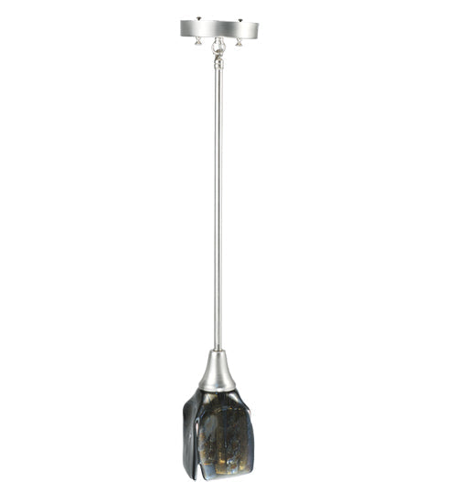 Meyda Lighting Metro Fusion 5" Brushed Nickel Cielo Di Notte Mini Pendant Light With Multi-Colored Shade Glass