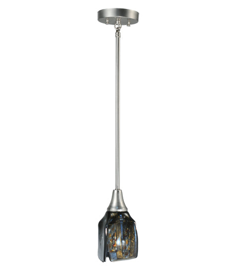 Meyda Lighting Metro Fusion 5" Brushed Nickel Cielo Di Notte Mini Pendant Light With Multi-Colored Shade Glass