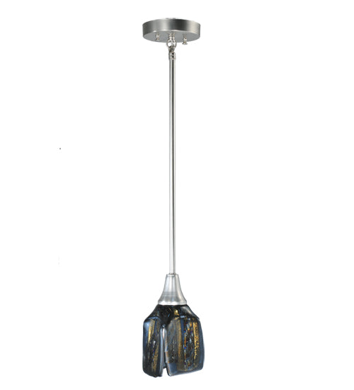 Meyda Lighting Metro Fusion 5" Brushed Nickel Cielo Di Notte Mini Pendant Light With Multi-Colored Shade Glass