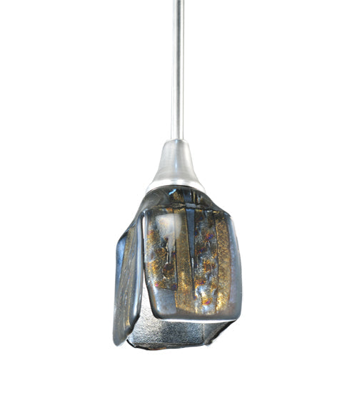 Meyda Lighting Metro Fusion 5" Brushed Nickel Cielo Di Notte Mini Pendant Light With Multi-Colored Shade Glass