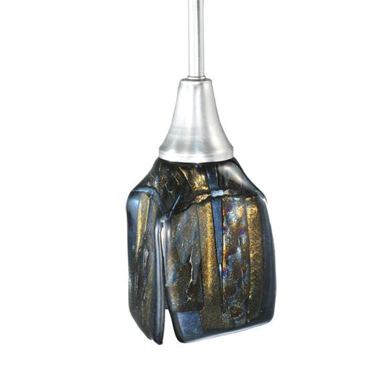 Meyda Lighting Metro Fusion 5" Brushed Nickel Cielo Di Notte Mini Pendant Light With Multi-Colored Shade Glass