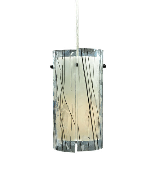 Meyda Lighting Metro Fusion 5" Nickel Branches Mini Pendant Light With White Shade Glass