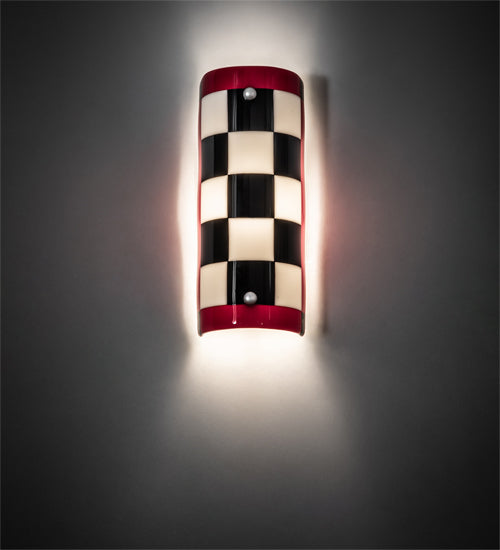 Meyda Lighting Metro Fusion 5" Nickel Grand Prix Wall Sconce With Multi-Colored Shade Glass