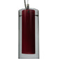 Meyda Lighting Metro Fusion 5" Nickel Powder Coat Mercury Cilindro Mini Pendant Light With Clear and Red Shade Glass