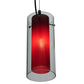 Meyda Lighting Metro Fusion 5" Nickel Powder Coat Mercury Cilindro Mini Pendant Light With Clear and Red Shade Glass