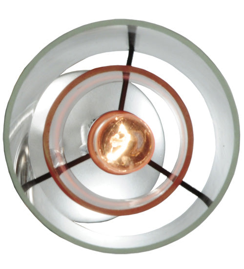 Meyda Lighting Metro Fusion 5" Nickel Powder Coat Mercury Cilindro Mini Pendant Light With Clear and Red Shade Glass
