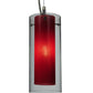 Meyda Lighting Metro Fusion 5" Nickel Powder Coat Mercury Cilindro Mini Pendant Light With Clear and Red Shade Glass