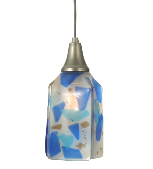 Meyda Lighting Metro Fusion 5" Nickel Powdercoat Ciel Cadente Mini Pendant Light With Multi-Colored Draped Shade Glass