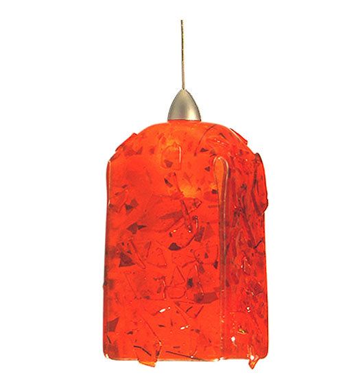 Meyda Lighting Metro Fusion 5" Platinum Lava Mini Pendant Light With Red Lava Shade Glass