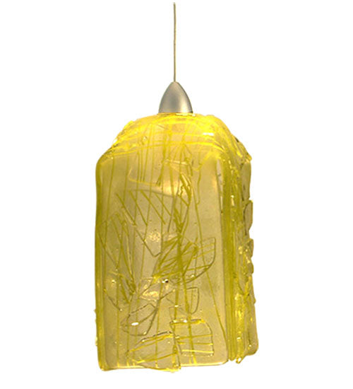 Meyda Lighting Metro Fusion 5" Platinum Lemon Taffy Mini Pendant Light With Yellow Shade Glass