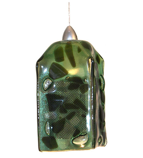 Meyda Lighting Metro Fusion 5" Platinum Sing Sing Mini Pendant Light With Green & Black Shade Glass