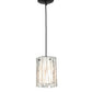 Meyda Lighting Metro Fusion 5"Sq Textured Black Branches Quadrato Mini Pendant Light With White & Black Shade Glass