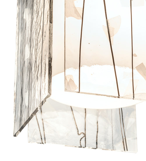 Meyda Lighting Metro Fusion 5"Sq Textured Black Branches Quadrato Mini Pendant Light With White & Black Shade Glass