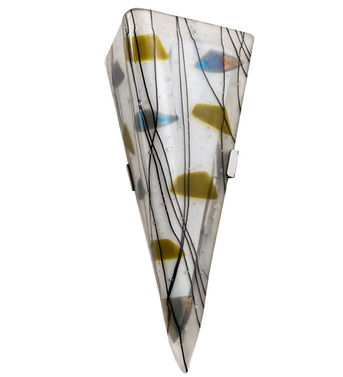 Meyda Lighting Metro Fusion 6" 2-Light Brushed Nickel Wall Sconce With Multi-Colored Shade Glass