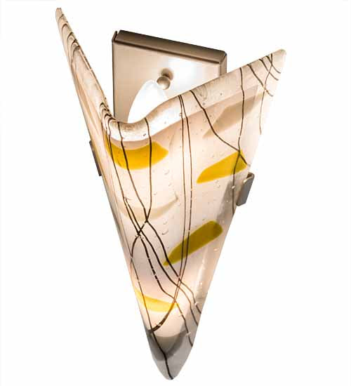 Meyda Lighting Metro Fusion 6" 2-Light Brushed Nickel Wall Sconce With Multi-Colored Shade Glass