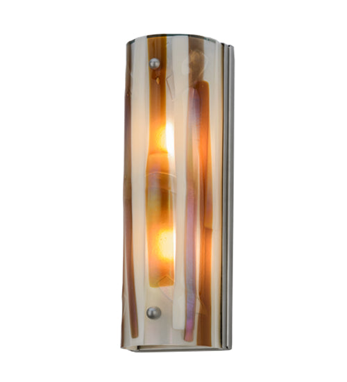 Meyda Lighting Metro Fusion 6" 2-Light Nickel Marina Wall Sconce With Multi-Colored Fused Shade Glass