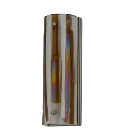 Meyda Lighting Metro Fusion 6" 2-Light Nickel Marina Wall Sconce With Multi-Colored Fused Shade Glass