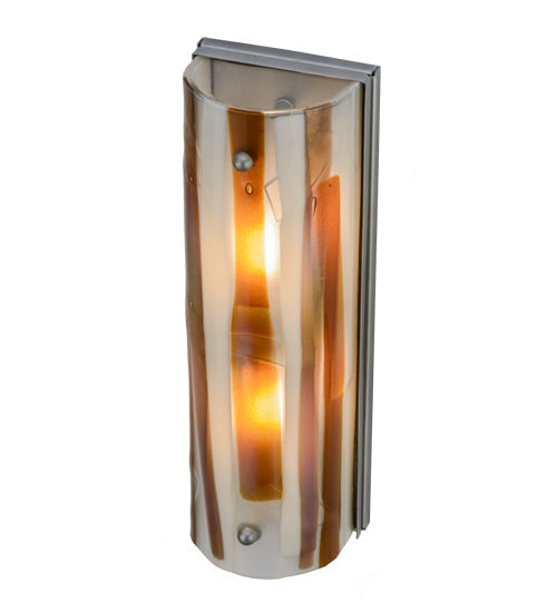Meyda Lighting Metro Fusion 6" 2-Light Nickel Marina Wall Sconce With Multi-Colored Fused Shade Glass