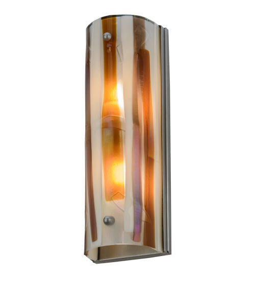 Meyda Lighting Metro Fusion 6" 2-Light Nickel Marina Wall Sconce With Multi-Colored Fused Shade Glass