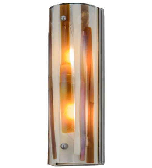 Meyda Lighting Metro Fusion 6" 2-Light Nickel Marina Wall Sconce With Multi-Colored Fused Shade Glass