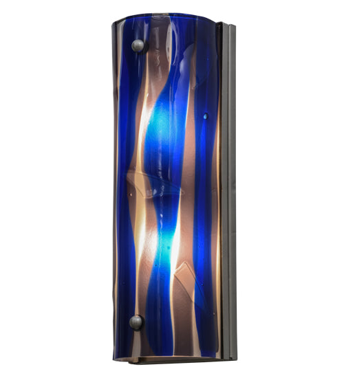 Meyda Lighting Metro Fusion 6" 2-Light Nickel Midnight Wall Sconce With Multi-Colored Shade Glass