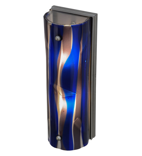 Meyda Lighting Metro Fusion 6" 2-Light Nickel Midnight Wall Sconce With Multi-Colored Shade Glass