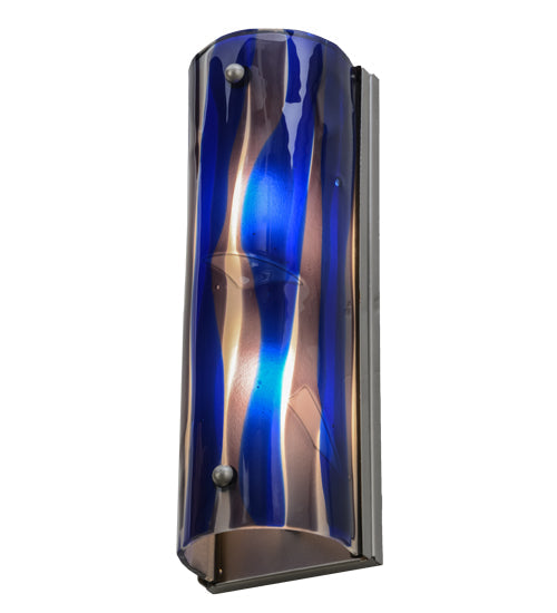 Meyda Lighting Metro Fusion 6" 2-Light Nickel Midnight Wall Sconce With Multi-Colored Shade Glass