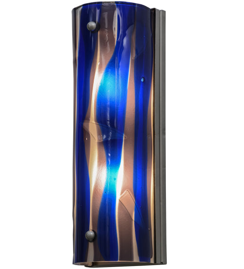 Meyda Lighting Metro Fusion 6" 2-Light Nickel Midnight Wall Sconce With Multi-Colored Shade Glass