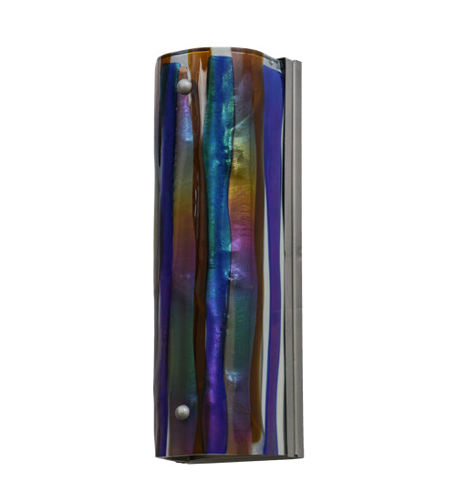 Meyda Lighting Metro Fusion 6" 2-Light Nickel Oceano Wall Sconce With Multi-Colored Shade Glass