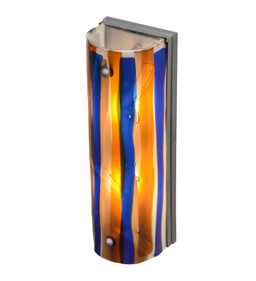 Meyda Lighting Metro Fusion 6" 2-Light Nickel Oceano Wall Sconce With Multi-Colored Shade Glass