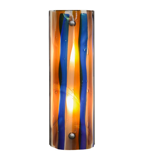 Meyda Lighting Metro Fusion 6" 2-Light Nickel Oceano Wall Sconce With Multi-Colored Shade Glass