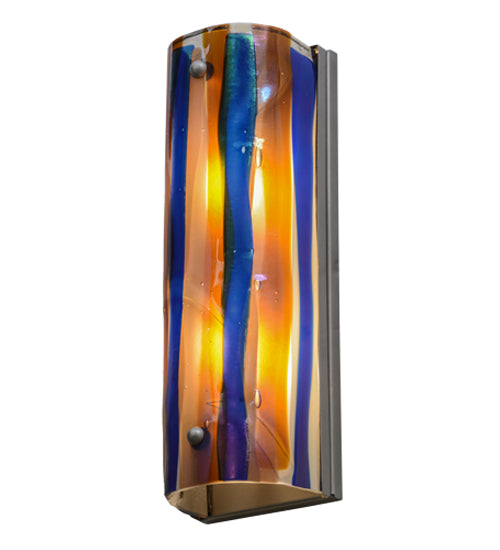 Meyda Lighting Metro Fusion 6" 2-Light Nickel Oceano Wall Sconce With Multi-Colored Shade Glass