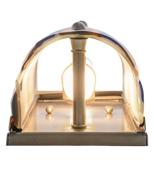 Meyda Lighting Metro Fusion 6" 2-Light Nickel Oceano Wall Sconce With Multi-Colored Shade Glass