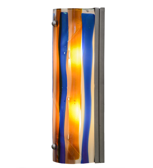 Meyda Lighting Metro Fusion 6" 2-Light Nickel Oceano Wall Sconce With Multi-Colored Shade Glass