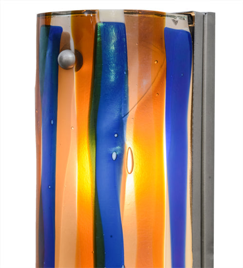 Meyda Lighting Metro Fusion 6" 2-Light Nickel Oceano Wall Sconce With Multi-Colored Shade Glass