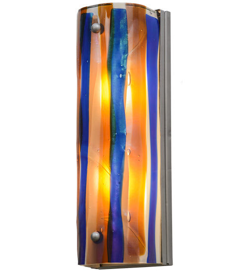 Meyda Lighting Metro Fusion 6" 2-Light Nickel Oceano Wall Sconce With Multi-Colored Shade Glass
